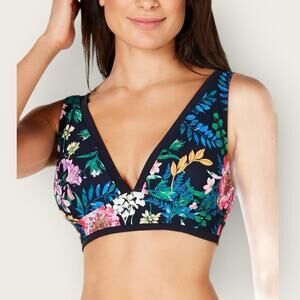 Tommy Hilfiger | Floral Print Bikini Top | Black/Multi | XS